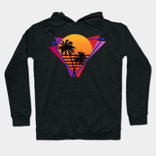 80s Inspired Synthwave Sun Design Hoodie